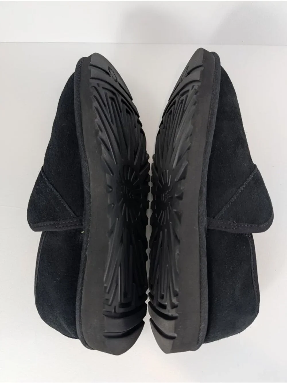 UGG Black Suede Slip-On Moccasin Shoes Men's Size 8 Durable Rubber Sole